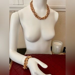VTG 14k clasp Genuine Rare Keshi Pearl Three Strands Necklace and bracelet set.